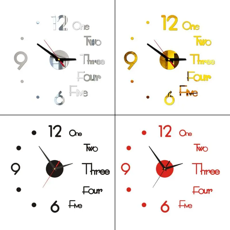 Настенные 3d-часы сделай сам наклейка на зеркальную поверхность декоративные