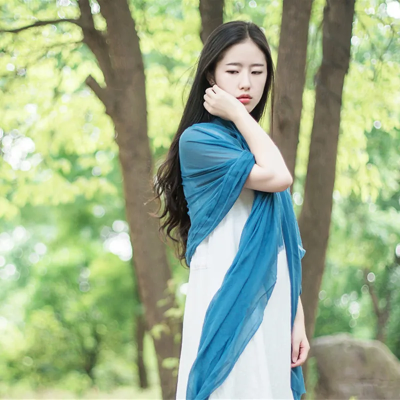 Высококачественный однотонный женский длинный шарф шаль шелковый платок