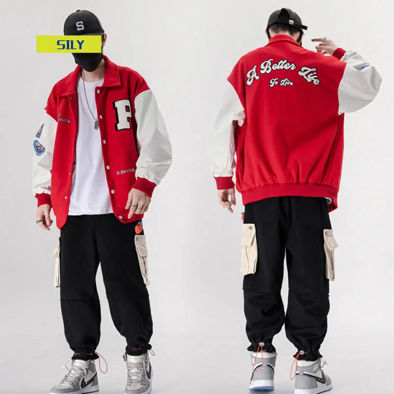 

2020 New Arrival Brand Patchwork Single Breasted Appliques Bomber Jacket Men Embroidery Fashion Baseball Uniform Casual Coat