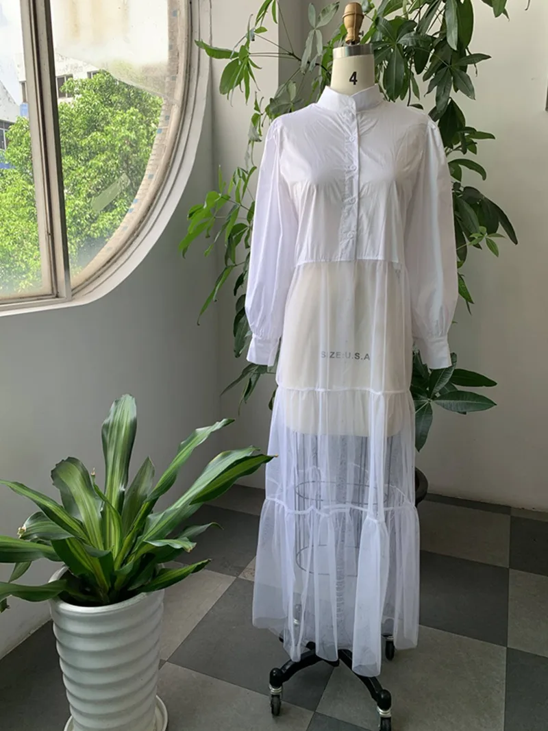 Белое Женское длинное платье-рубашка осень 2021 африканская мода женское