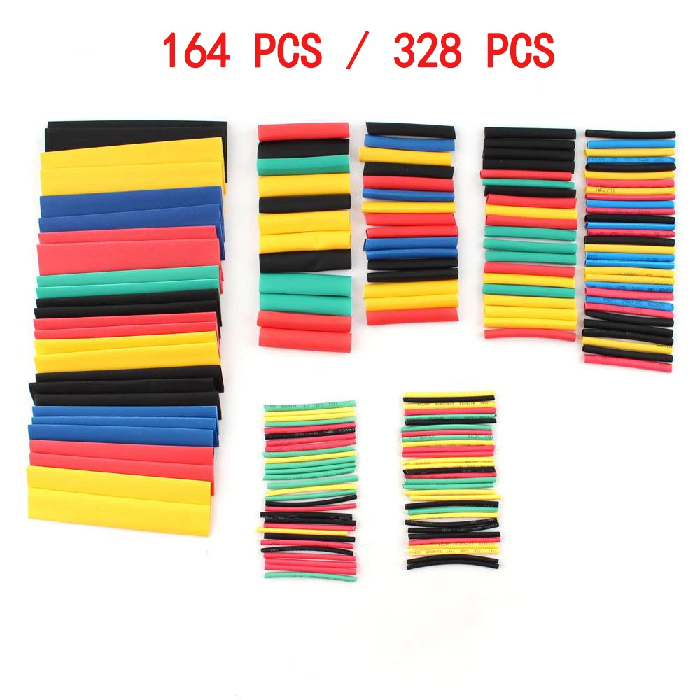 

164pcs 328pcs Heat Shrink Wrap Wire Cable Insulated Polyolefin Heat Shrink Tube Ratio Tubing Insulation Shrinkable Tubes Cable
