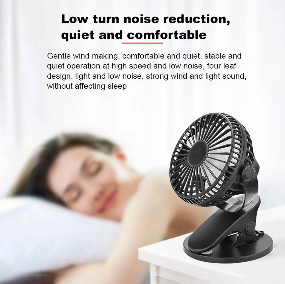 

Portable Cooling Mini USB Fan 3 Speeds Adjustable 360 Degree Rotation Air Fan Desktop Clip Cooler Fan With 2600mAh Battery