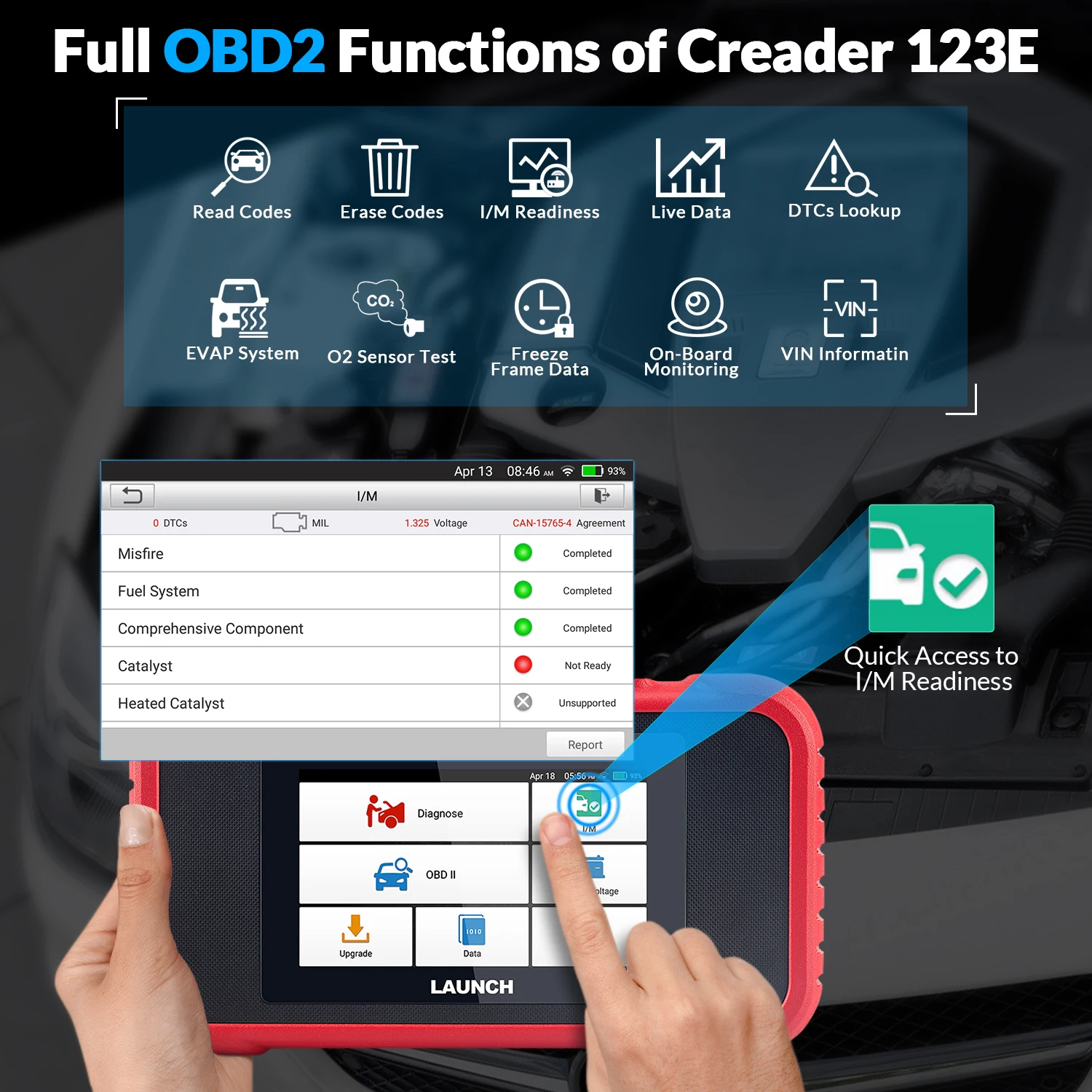 Launch CRP123E для двигателя/ABS/SRS Трансмиссия OBD2 Полные функции автомобильный
