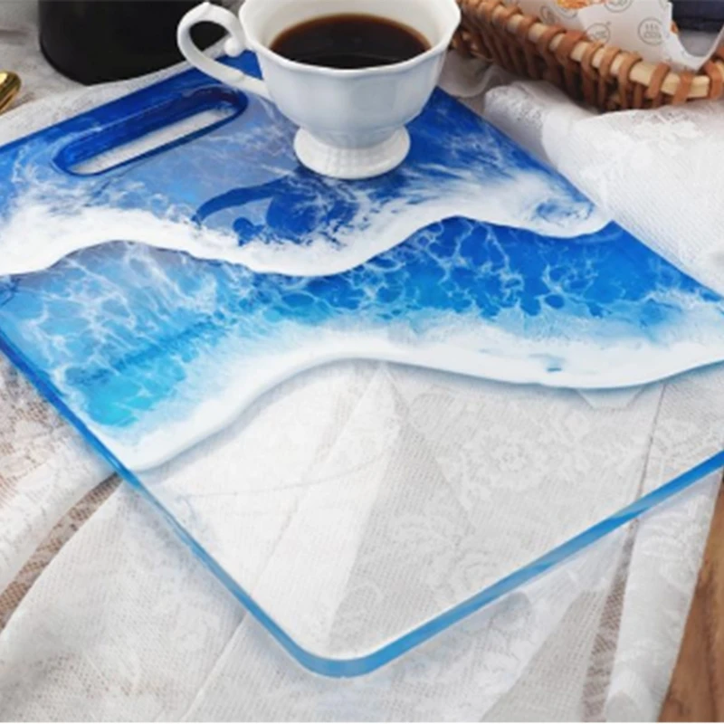 

Crystal Epoxy Resin Mold Fruit Snack Tray Coaster Serving Board Silicone Mould