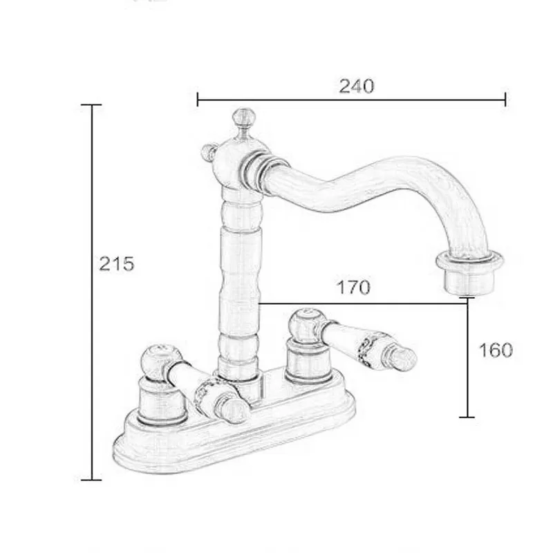 Античный латунный настил ванная с двойной ручкой кран туалетный сосуд раковины