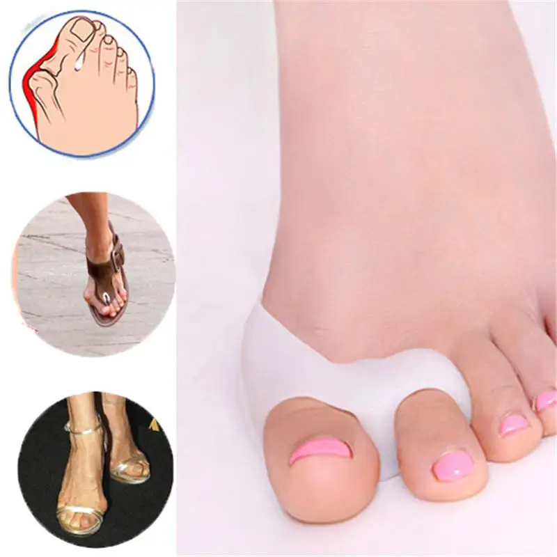 

1 Pair Silicone Gel Foot Fingers Two Hole Toe Separator Thumb Valgus Protector Bunion Adjuster Hallux Valgus Guard Feet Care