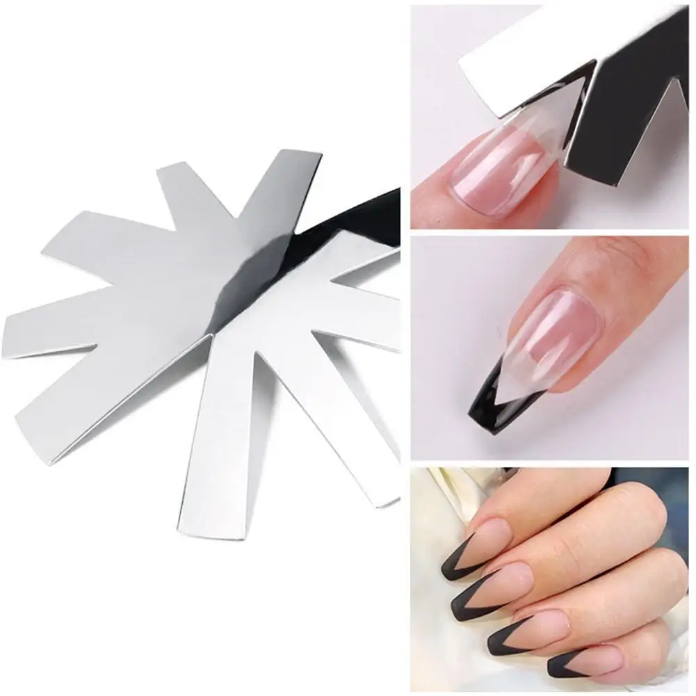 

1PC New French Style Nail Steel Plates Model Polishing DIY Salon Crystal Nail Manicure Tools Template D8E9