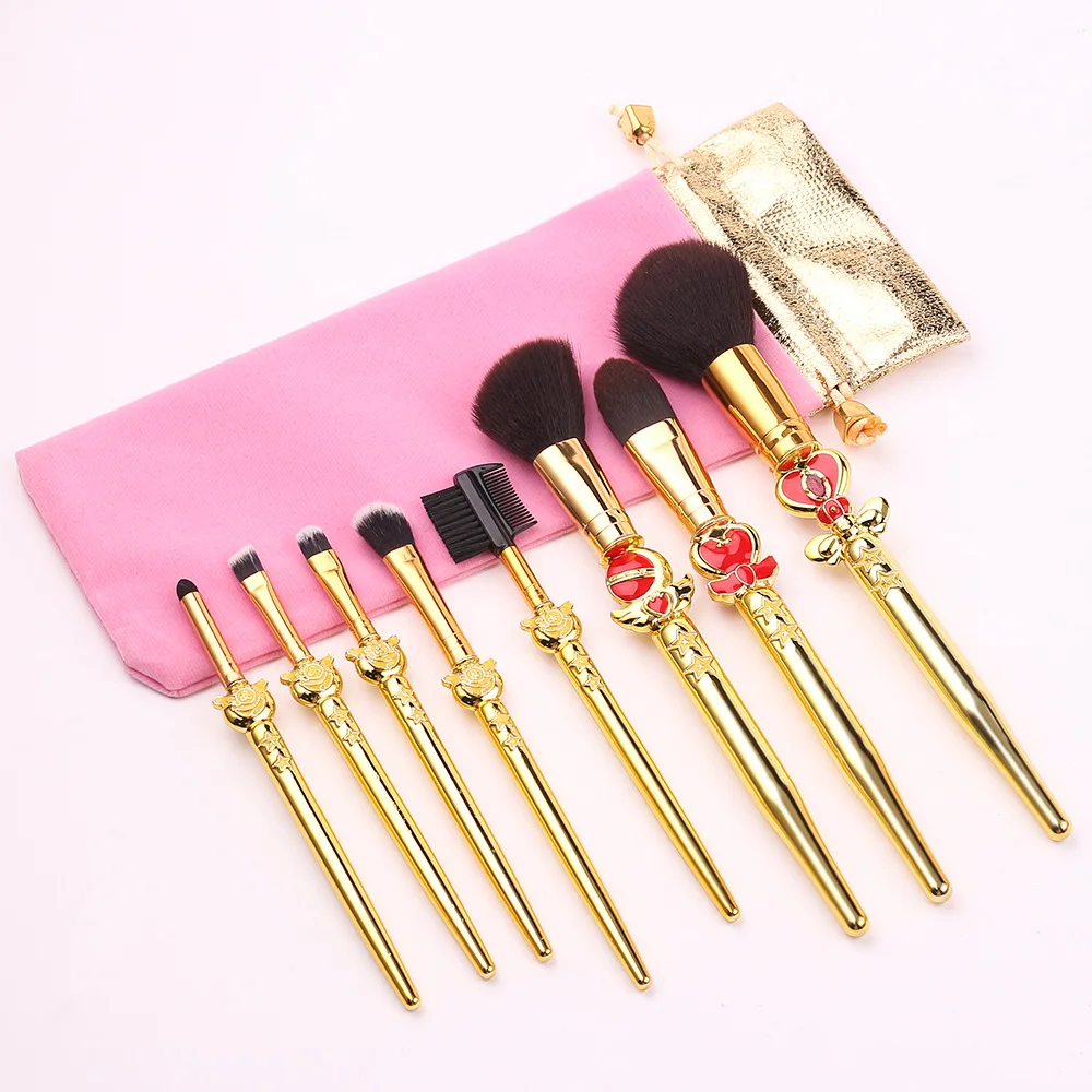 

Anime Moon Peripheral Small Waist Makeup Brush Set Beauty Tool Eye Shadow Rose Gold Gold Two Sets of Eight Sets