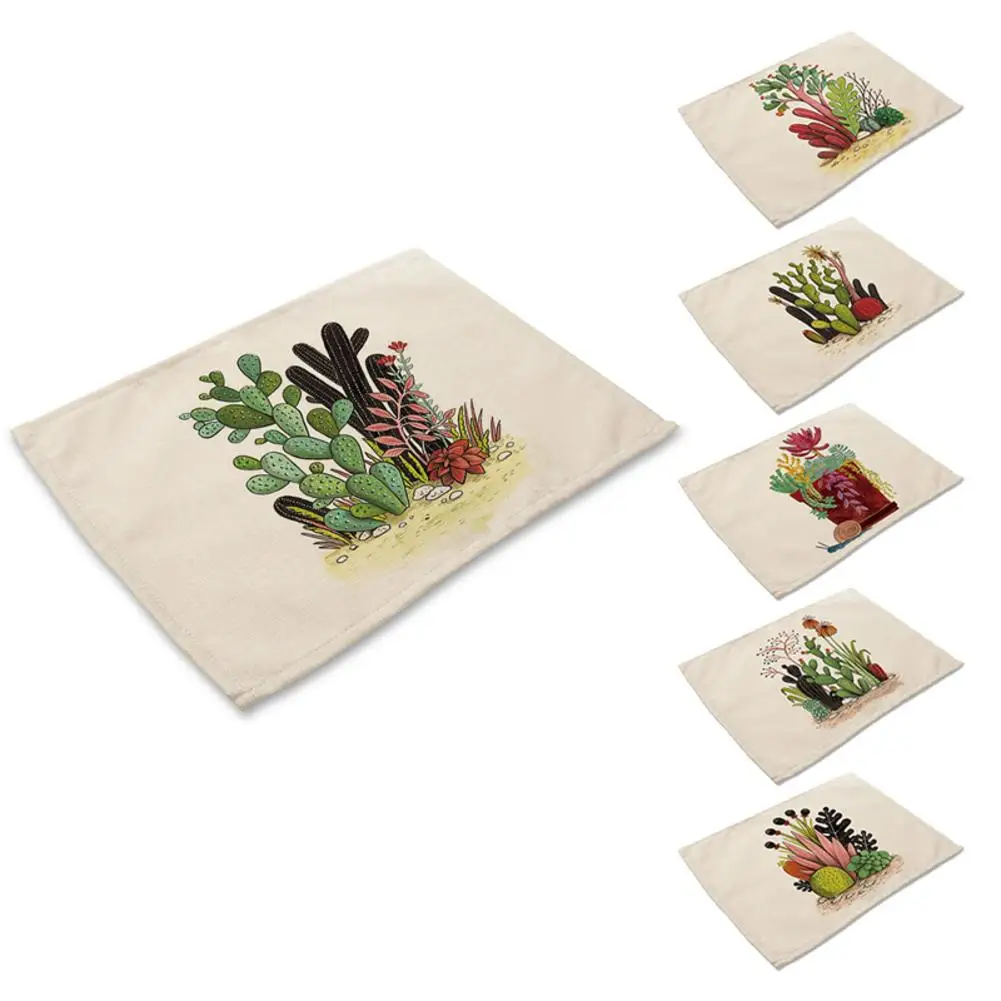1 шт. хлопковая льняная салфетка с милым принтом салфетки для суккулентов узоры