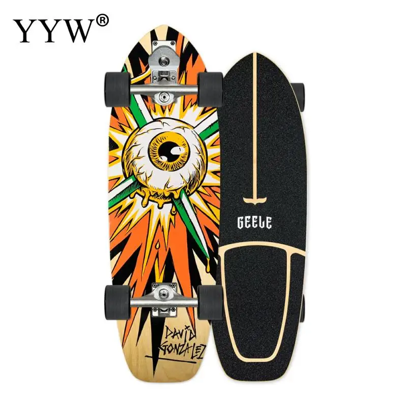 

Highly Smooth Maple Cruiser Skate Board Professional S7 Carver Surf Land Skateboard Longboard For Street Brushing Carving 2021