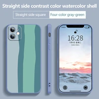 ultra thin cute watercolor liquid silicone phone case for iphone 12 11 pro max se xsmax xr x 8 7 6 plus camera protection cover