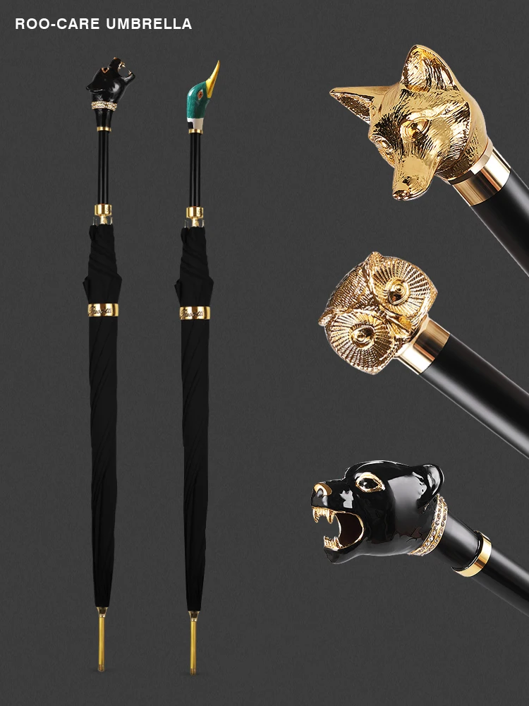 Большой зонт с длинной ручкой креативный от солнца серебряной головкой и черепом