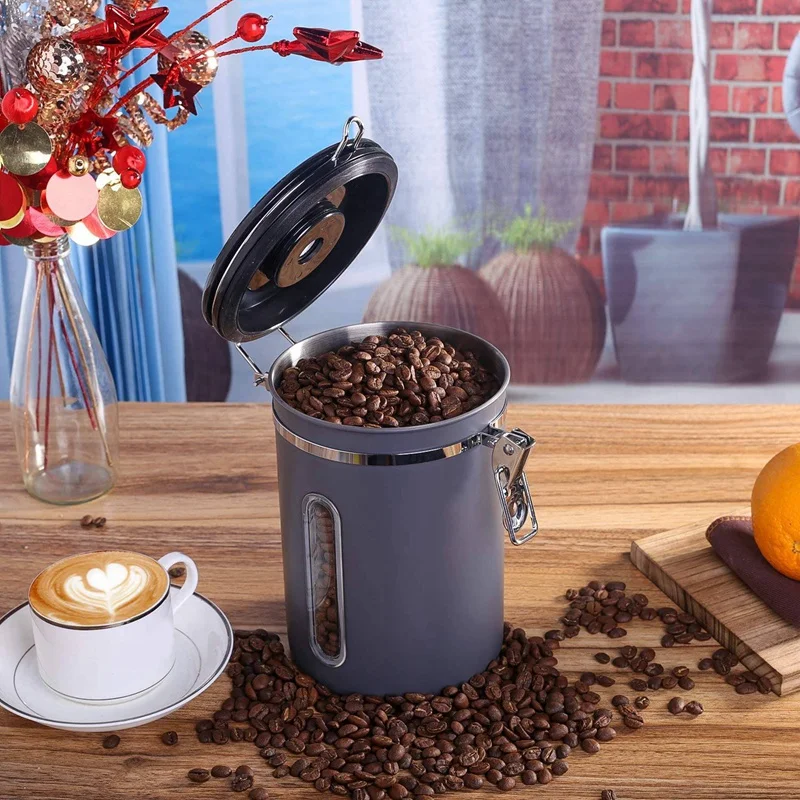 

Coffee Canister,Food Storage Coffee Container,Airtight Fresher Beans and Grounds for Longer, Date Tracker