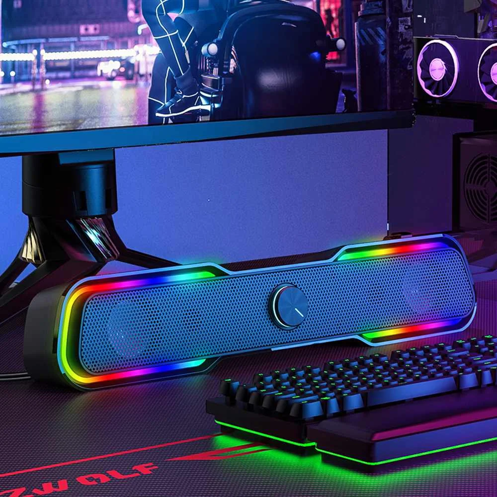

BlitzWolf BW-GS1 Computer Game Speaker with 2.0 Channel System bluetooth RGB Light Stylish Design Touch Control and USB & 3.5mm