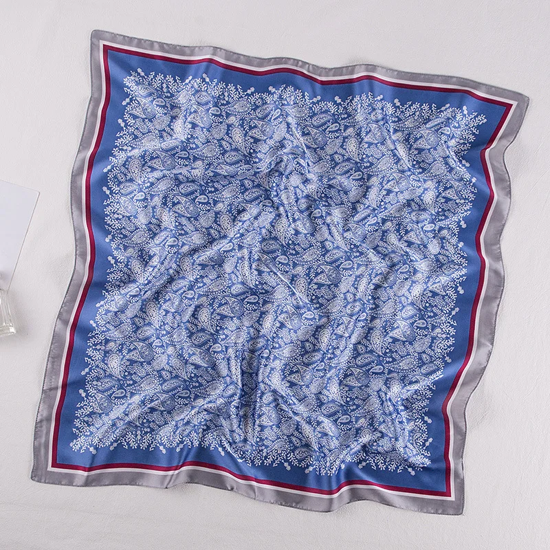 

Fashion 2021 Print Silk Square Neck Scarf Foe Ladies Foulard Hair Band Hand Scarves Bandana Summer Women Accessories Wraps
