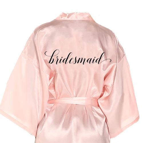 

2020 sexy short satin robe women light pink kimono robe blush wedding dressing gown team bride bridesmaid robes