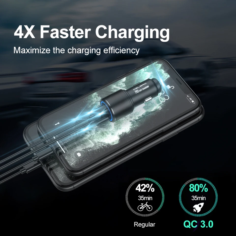 36 Вт USB Автомобильное зарядное устройство PD КК 3 0 Быстрая зарядка для Samsung