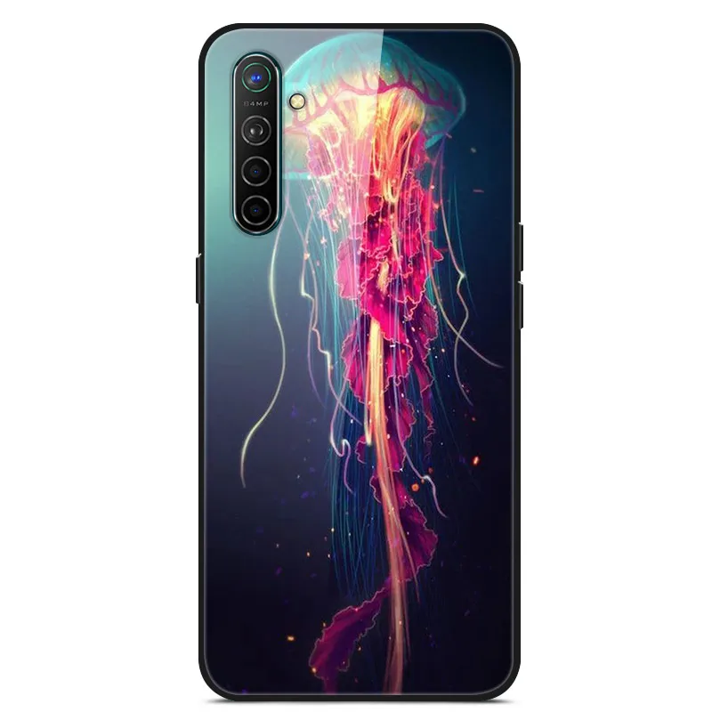 Чехол для Oppo Realme X2, чехол из закаленного твердого стекла для Oppo Realme XT X2 Pro, чехол, мягкий силиконовый бампер с принтом