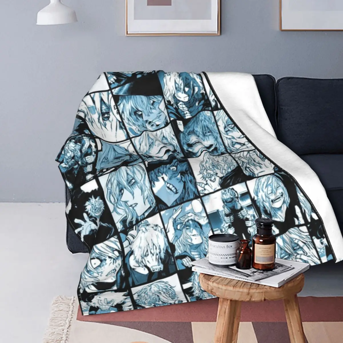 

Boku No My Hero Academia Collage Academy Anime Flannel Blankets Shigaraki Collage Throw Blankets for Home Plush Thin Quilt