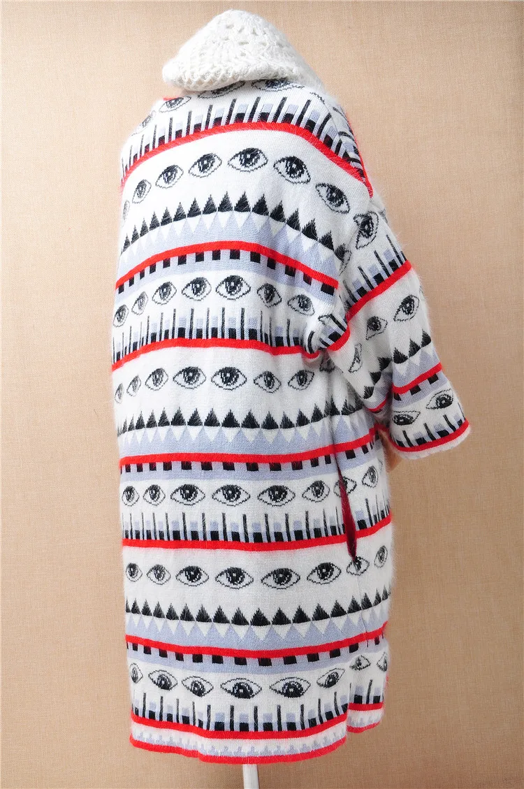 Кардиган женский зимний из ангорской шерсти с длинными рукавами-фонариками |