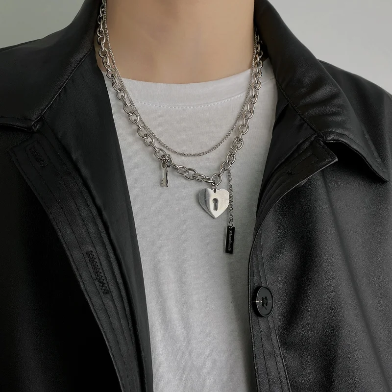 

Trendy Jewelry Double Pendant Necklace Delicate Design Hot Selling Titanium Steel Choker Necklace For Girl Fine Accessories