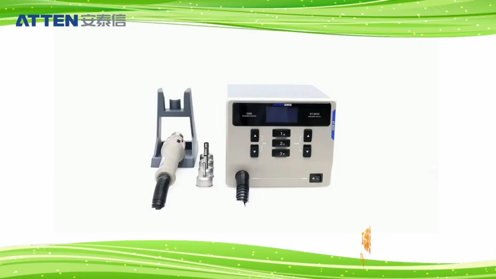 

ATTEN ST-862D Hot Air SMD Rework Soldering Station With 1000W High Power