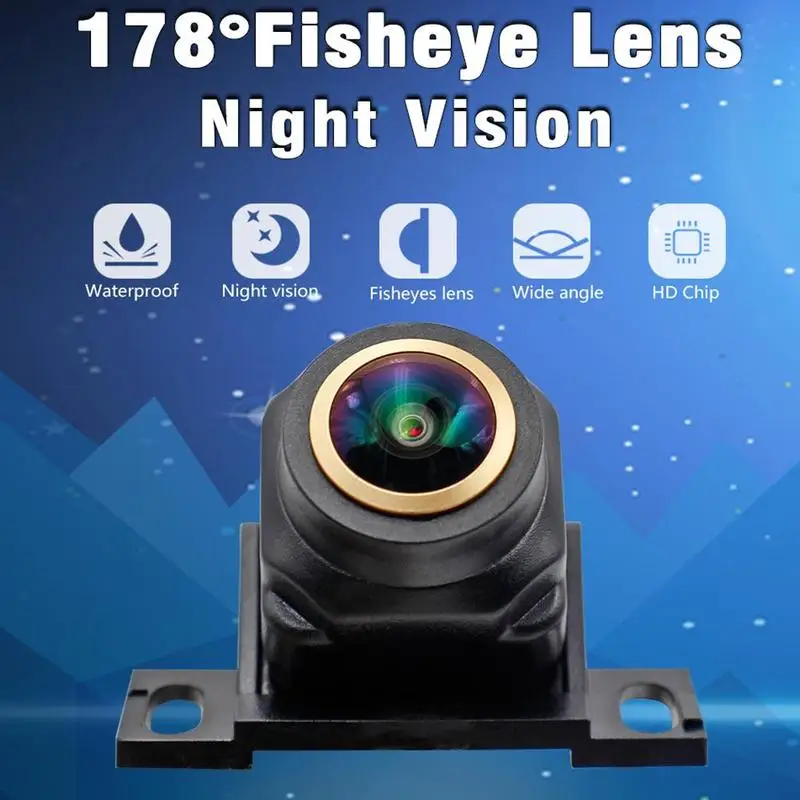 

Камера заднего вида Night Vision170 ° рыбий глаз, задняя камера заднего вида, позолоченная универсальная трековая камера HD 1080P уникальная