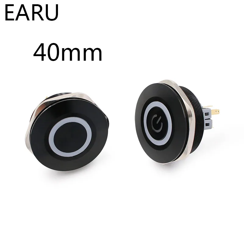 40mm Alumina Metal Push Button Switch Flat Ring Round Momentary 6 Pin Car Switches Reset Latching Fixation 12V 24V Car Switches