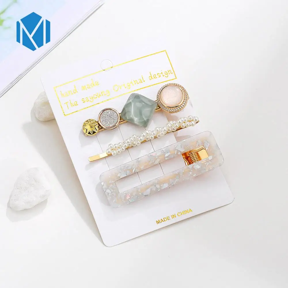 3pcs square white M MISM INS Круглый корейский Кристалл Сплав заколки для волос Макарон цвет заколки BB шпильки Заколки для женщин обувь девочек аксессуары для волос - Цвет: 3pcs square white