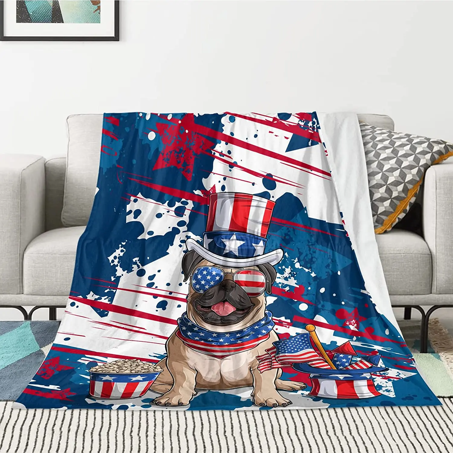 

Мягкое теплое покрывало для дивана, удобное пушистое Фланелевое покрывало для кровати, удобное декоративное покрывало для Мопсов и собак н...