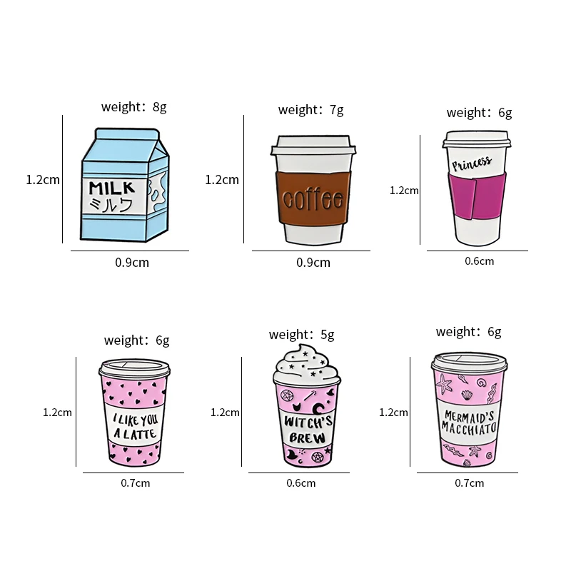 Мультяшная эмалированная булавка иглы молоко мороженое Кофе чашка Милая брошь