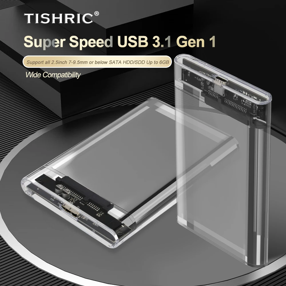 Прозрачный чехол TISHRIC для жесткого диска USB 3 0 Type C внешнего SSD HDD Box/корпус 2 5 HD Optibay