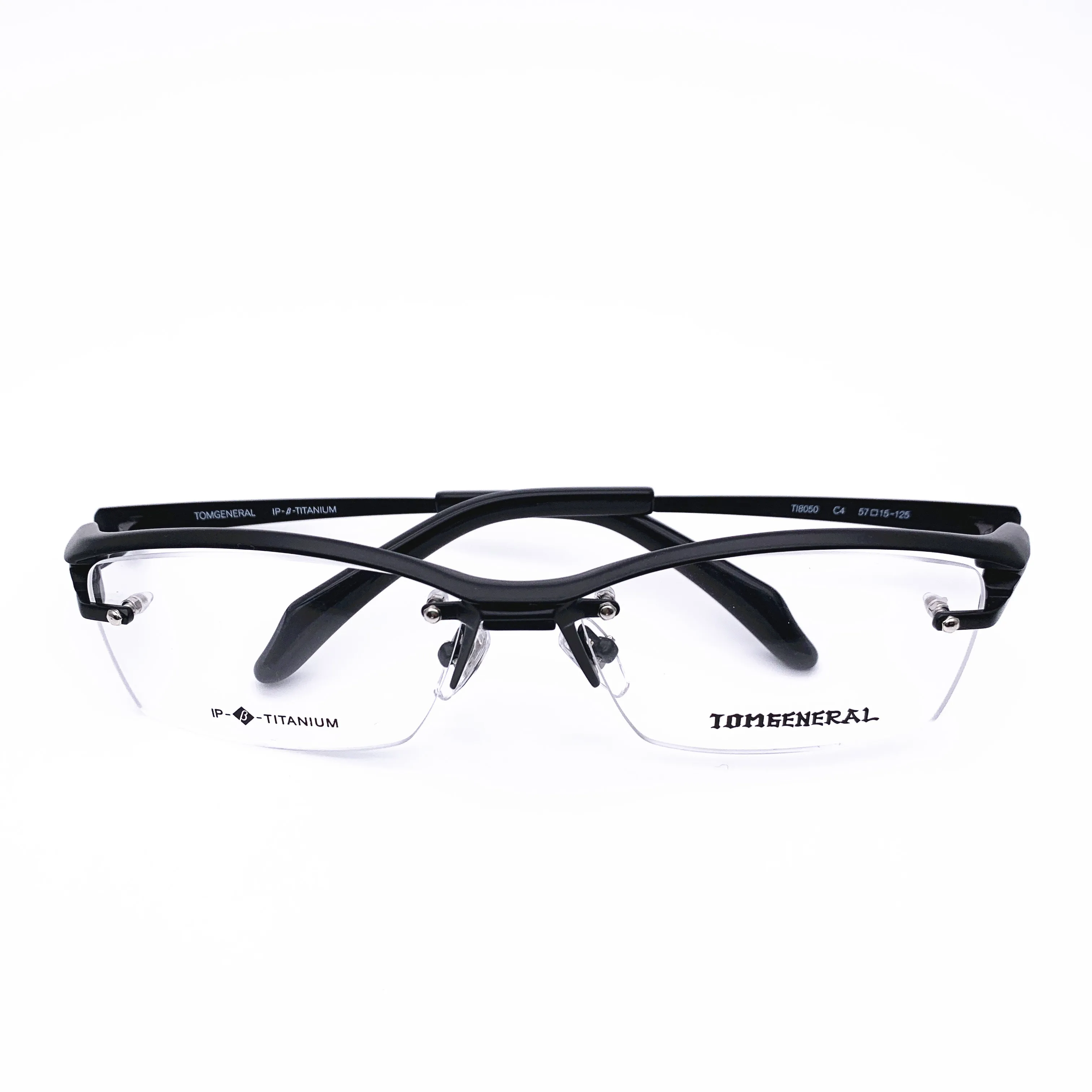 Belight Optical Japan Design Big Face Large Wide Titanium Half Rimless Frame Men Prescription Semi Eyeglasses  Eyewear 8050