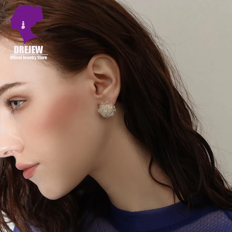 DREJEW белые розовые черные милые с кристаллами в виде цветка массивные серьги
