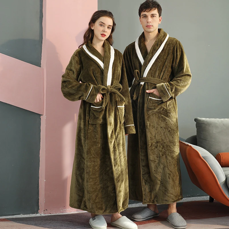 

Lovers Robe Women Winter Flannel Bathrobe Thicken Warm Kimono Bath Gown Sleepwar Night Wear Plus Size 3XL Nightgown