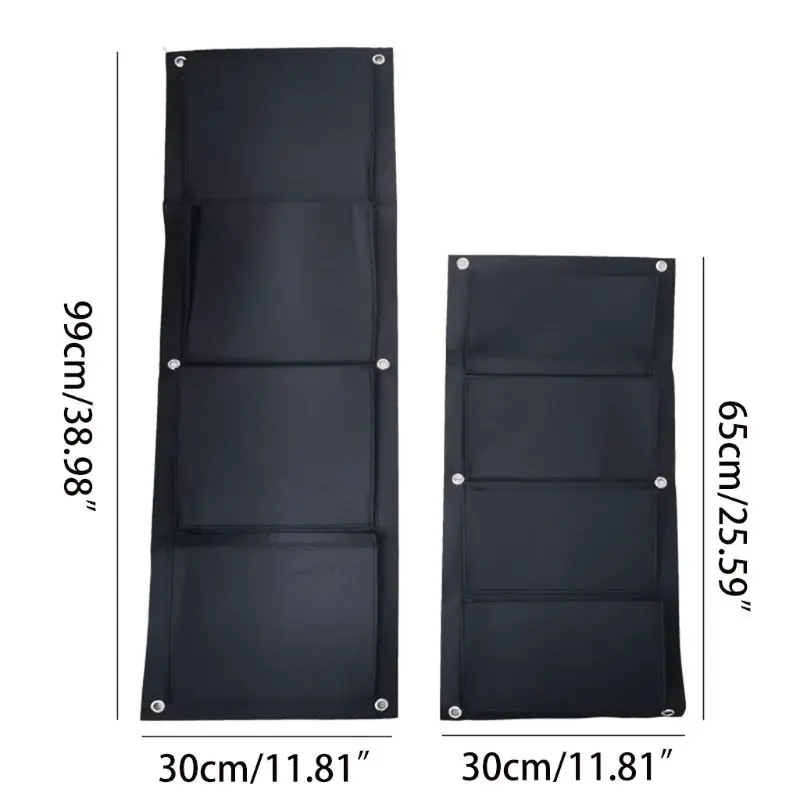 

4 Pockets Wall Hanging Planting Bag Green Plant Grow Planter Garden Container