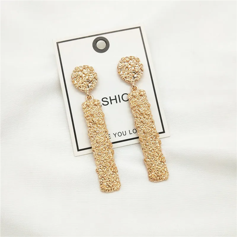 SRCOI 2019 новые большие винтажные Модные Простые Длинные металлические серьги