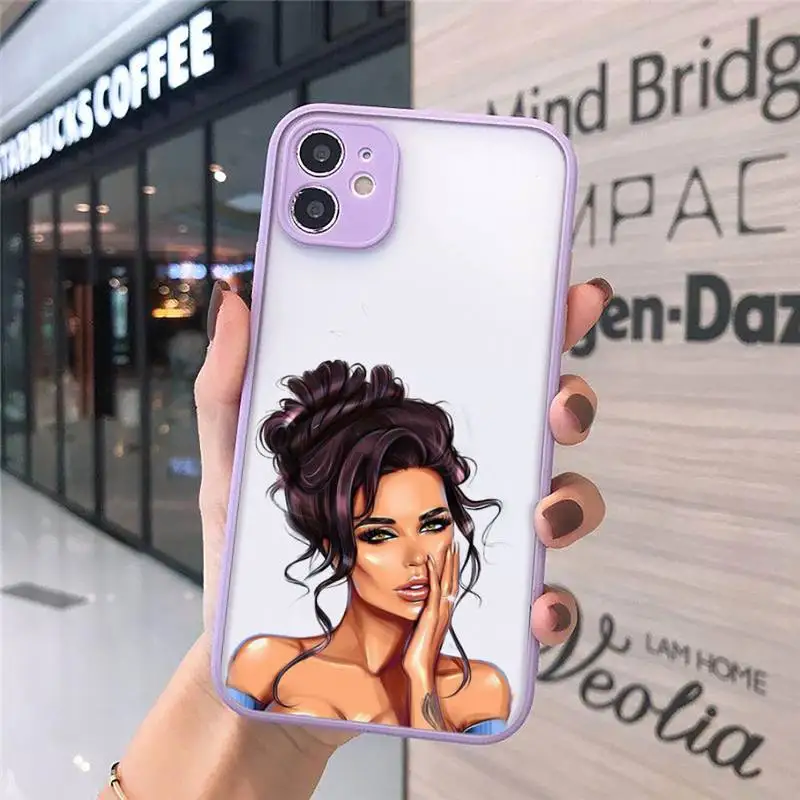 

Girls Female boss fahsion luxury Phone Cases shell matte transparent For iphone 7 8 11 12 plus mini x xs xr pro max cover