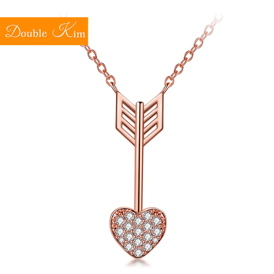 Кулон со стрелкой Купидона ожерелье из медного сплава цепочка цвета розового