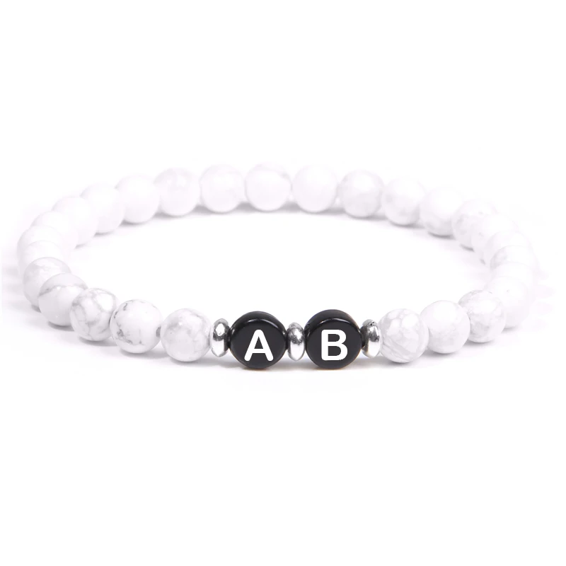 Изготовленный На Заказ A Z браслет с буквами натуральный 6 мм из говлита для женщин
