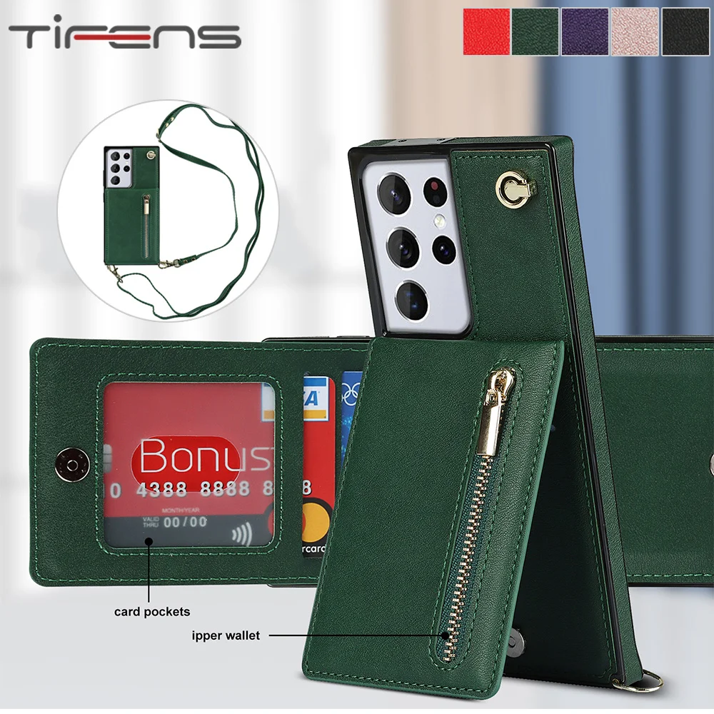 

Кожаный чехол на молнии для Samsung Galaxy S22 S21 S20 FE S10 E S9 Note 20 10 9 Plus