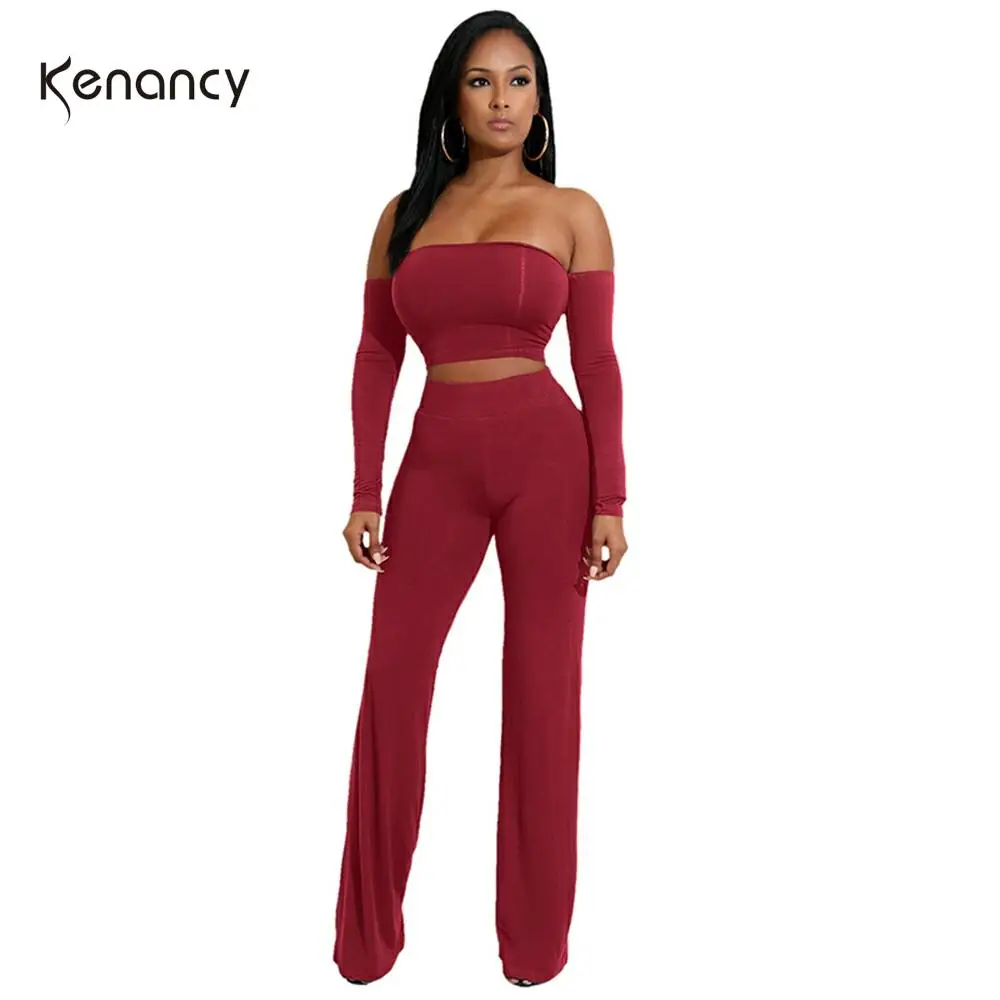 Kenancy/повседневные женские комплекты с вырезом лодочкой длинными рукавами и