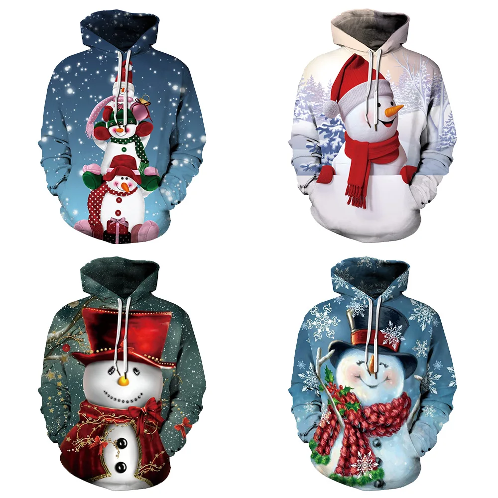 

2021 spring and autumn new Christmas 3D printed hoodies for men and women couples pullovers street hip-hop
