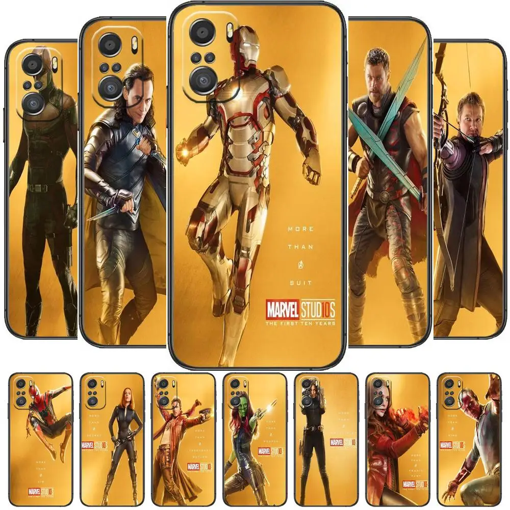 

Marvel Yellow Phone Case For xiaomi mi 11 Lite pro Ultra 10s 9 8 MIX 4 FOLD 10T 5g Black Cover Silicone Back Prett