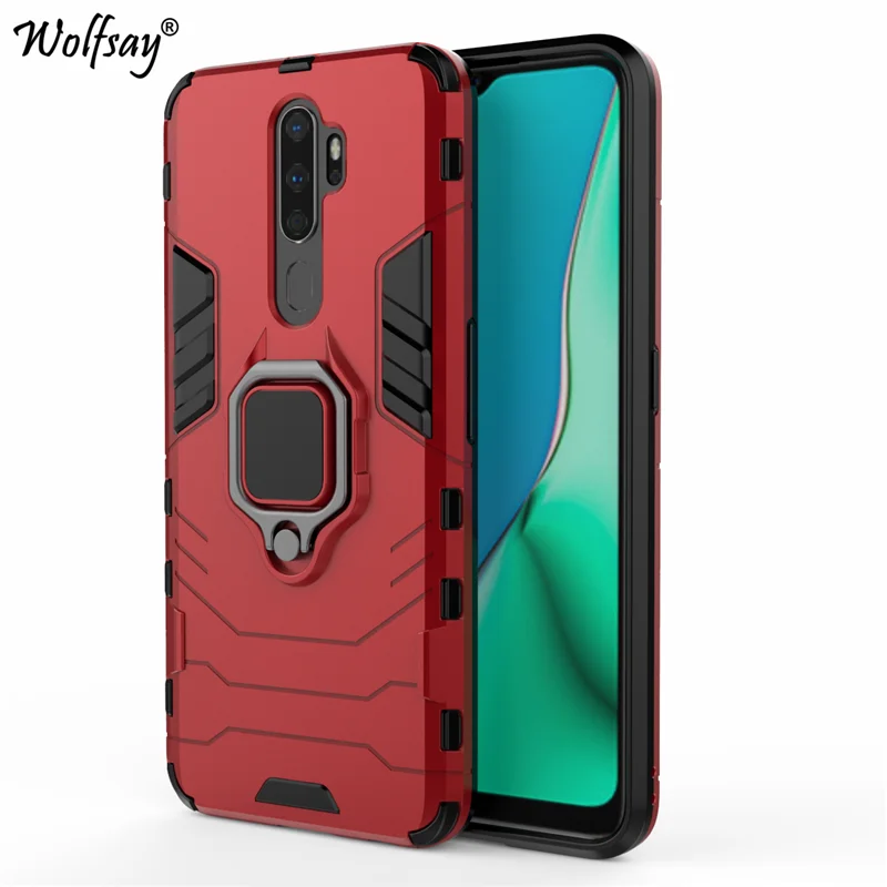 Для Oppo A9 Чехол Броня Магнитная присоска подставка противоударный полный край Обложка для Oppo A9 чехол для Oppo A9 - Цвет: Red