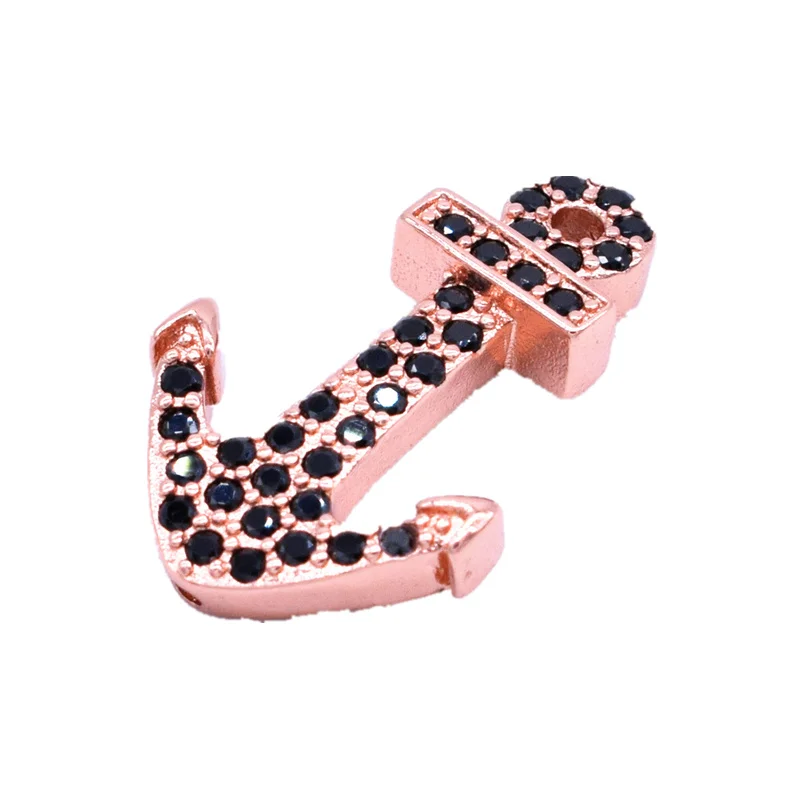 Подвеска якорь в морском стиле VOQ микро инкрустированный черный циркон подходит