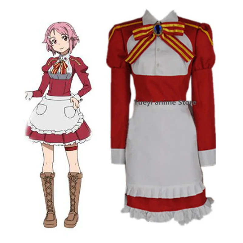Anime Sword Art Online Lisbeth Maid Dress Cosplay Costume customized any size | Тематическая одежда и униформа