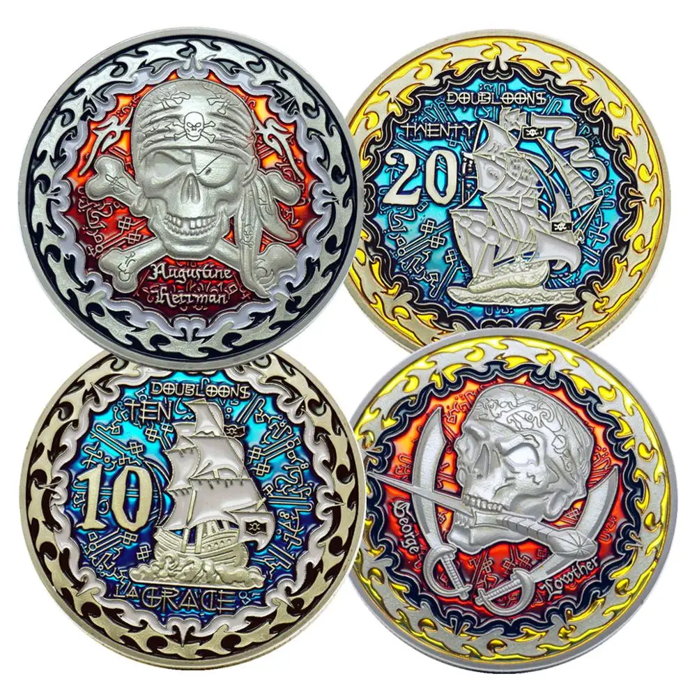 

Fine Pirate Ship Augustine Herman In Memory Metal Silver Gold Coin Challenge Creative Souvenir Coins Home Decoration Accessories