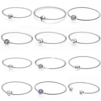 poetic blooms hearts of winter snowflake bow clasp bangle fit pandora snake bracelet 925 sterling silver bead charm diy jewelry