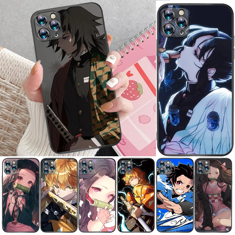 

Demon Slayer Kimetsu No Yaiba Agatsuma Zenitsu Kamado Tanjirou Kamado Nezuko Phone Case For iPhone XR XS Max Back Cover Cases
